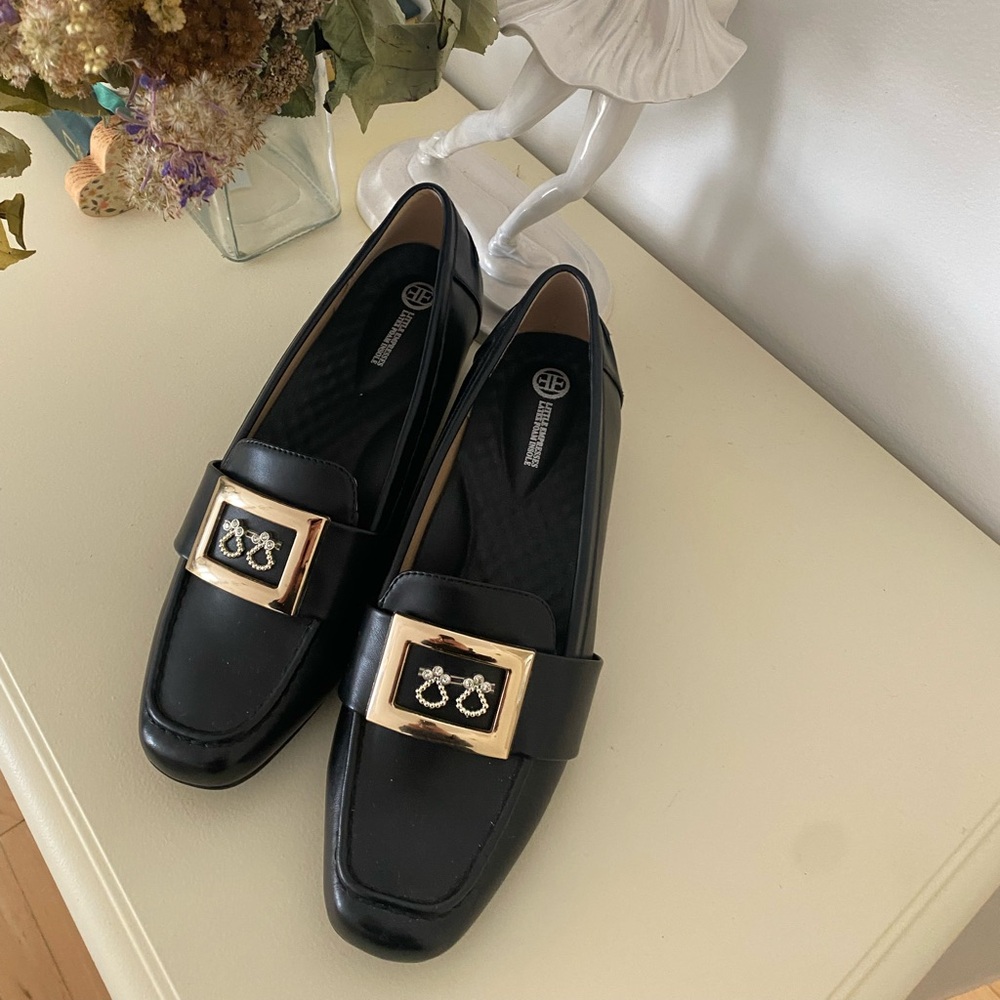 Elegant Black Loafer Wedge Heel